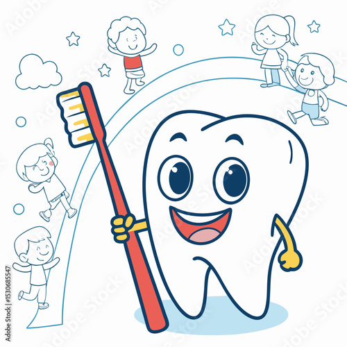 cartoon tooth brush