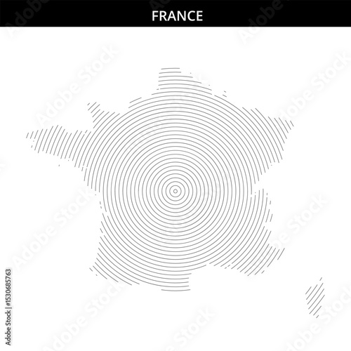 Abstract artistic representation of France with spiral lines