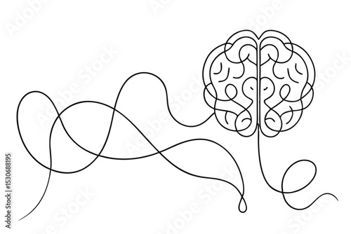 Human brain conceptual illustration creativity logic chaos order isolated on transparent background