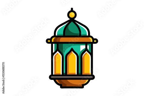 Ramadan islamic lantern design element isolated on transparent background