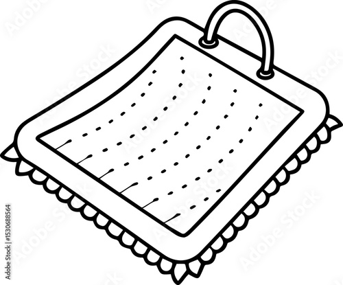 Shower mat black outline vector and illustration, coloring book page