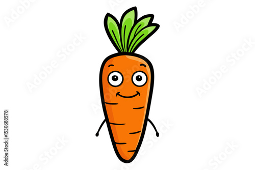 Quirky cartoon carrot line drawing isolated on transparent background