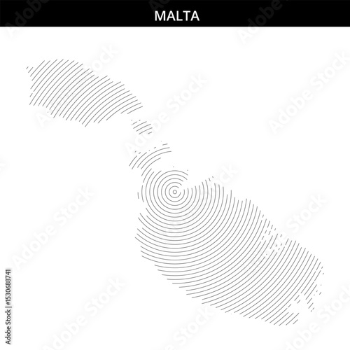 Artistic representation of Malta’s outline with concentric lines