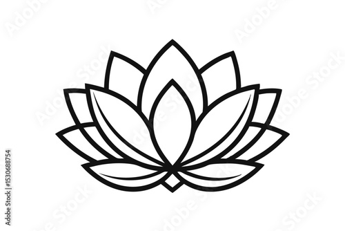 Lotus flower line art design element for vesak day celebrations isolated on transparent background