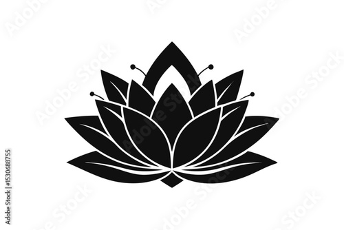 Lotus flower line art design element for vesak day celebrations isolated on transparent background