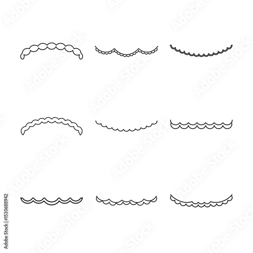 Collection of Nine Different Decorative Scalloped Borders