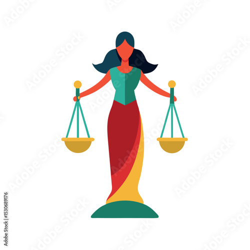Lady Justice Colorful Symbol Vector on White Background