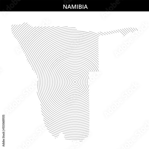 Contour map of Namibia showcases land features and shape