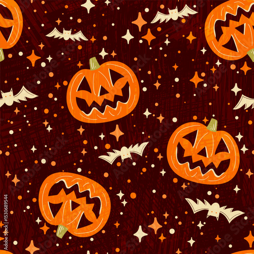 Pumpkins and Bats Halloween Pattern