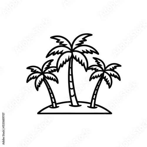 outline vector art of palm tree on white background in Adobe Illustrator Artwork