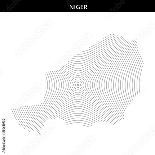 Unique circular map design representing Niger's geographical outline