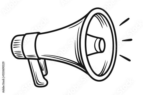 Continuous line drawing of a megaphone bullhorn illustration isolated on transparent background