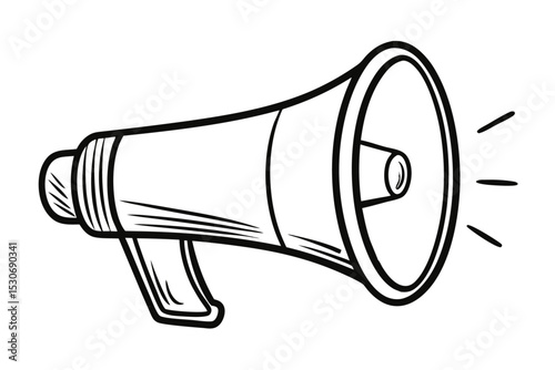 Continuous line megaphone bullhorn illustration isolated on transparent background