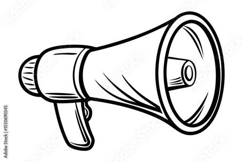 Continuous line megaphone bullhorn design isolated on transparent background