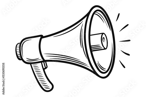 Continuous line megaphone bullhorn illustration isolated on transparent background
