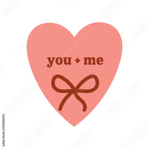 You and me heart with ribbon icon