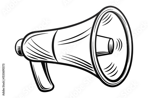 Continuous line megaphone bullhorn illustration isolated on transparent background