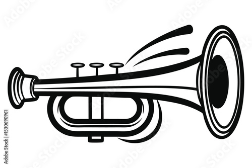New years trumpet line art design isolated on transparent background
