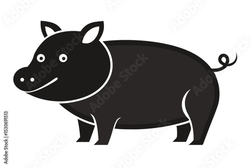Minimalist single line ceramic pig design isolated on transparent background