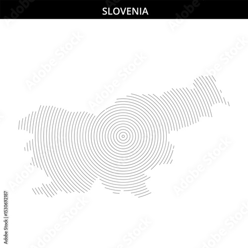 Map outline of Slovenia with concentric circles representation
