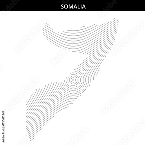 Artful representation of Somalia's map with spiral design