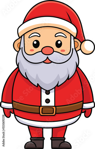 Cartoon Santa Claus Standing Upright Full Body Illustration with Festive Colors