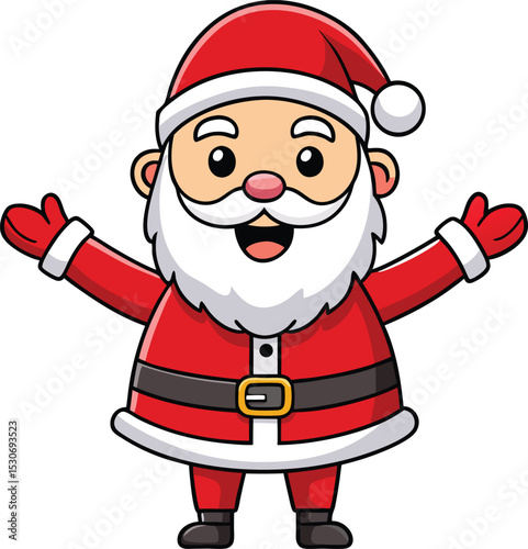 Cartoon Santa Claus with Cheerful Expression and Arms Outstretched Design