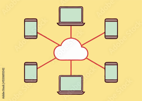 Cloud computing network illustration showing interconnected devices