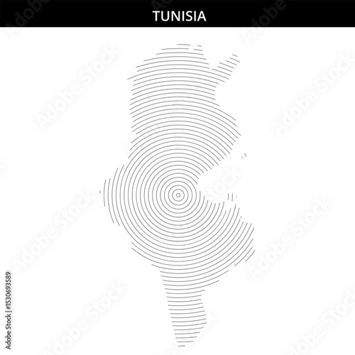 Artistic representation of Tunisia's shape with circular patterns