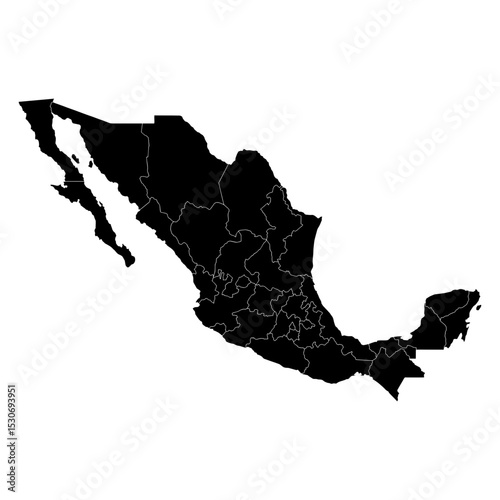 map of Mexico black