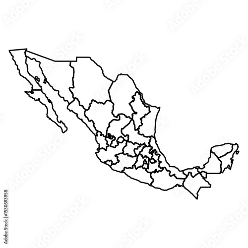 map of Mexico line