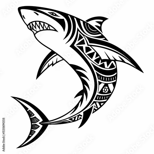 black and white shark