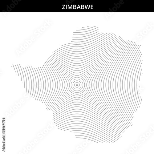 Zimbabwe depicted through intricate circular line design