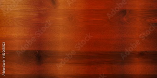 A Stunning Close-Up of Glossy Lacquered Brown Wood Panels, With Deep Reflective Tones and Visible Natural Grain Patterns, Creating a Sophisticated and Retro-Inspired Wooden Backdrop"
