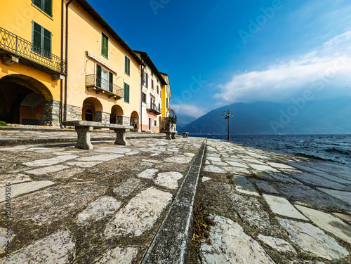 View of the village square of Santa Maria Rezzonico on Lake Como photo