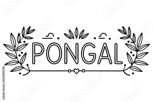 Modern continuous line art pongal festival design isolated on transparent background