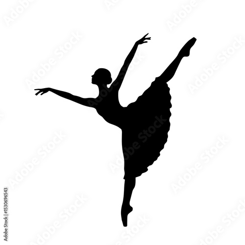 Silhouette of a ballet dancer performing a graceful pose in motion  