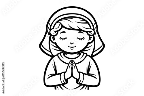 Praying child religious faith concept illustration isolated on transparent background