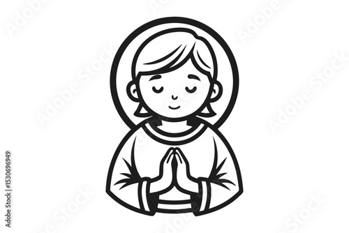 Praying child religious faith concept isolated on transparent background