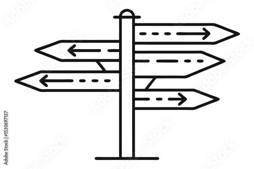 Road direction sign arrows graphic isolated on transparent background