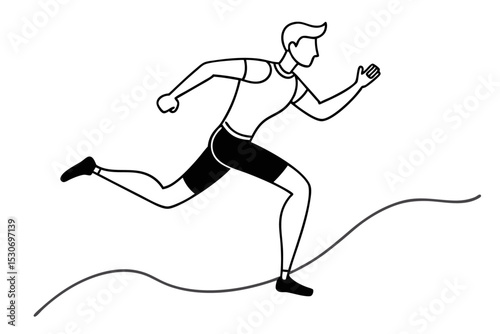 Abstract minimalist runner line drawing isolated on transparent background