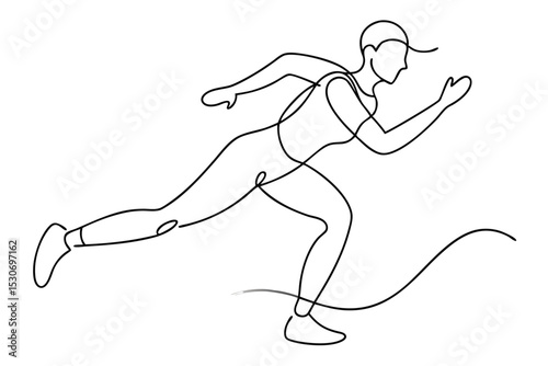 Abstract minimalist runner line drawing isolated on transparent background