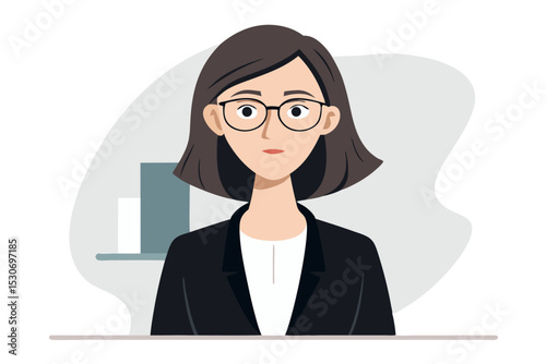 Stylish businesswoman portrait single line drawing isolated on transparent background