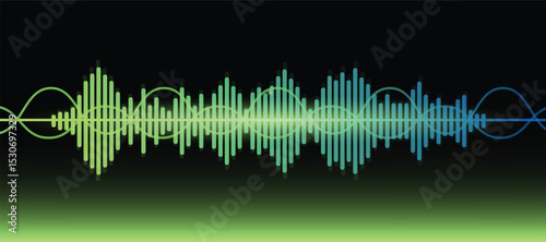 Vector banner with sound wave green frequency wavelength graphic design. Vector Illustration.