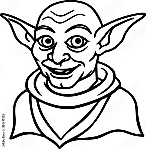 goblin outline coloring book page vector illustration
