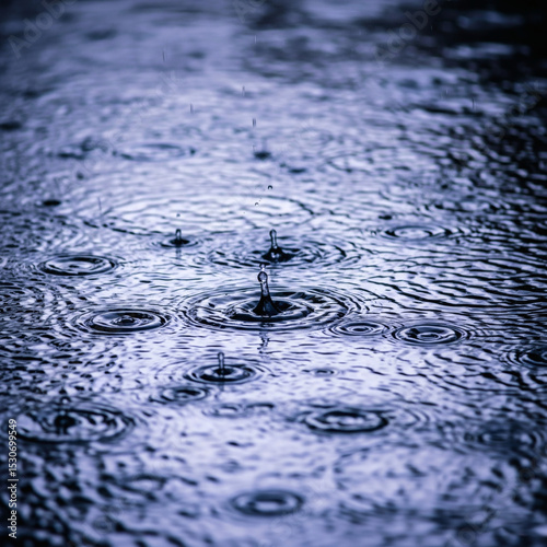 Gouttes de Pluie sur Surface Aquatique