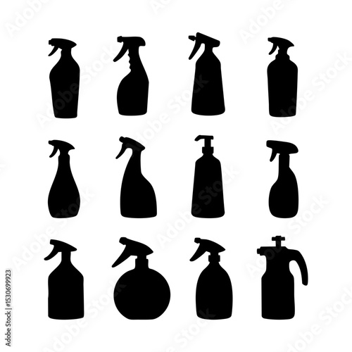Water spray silhouettes. Black and white Vector Illustration
