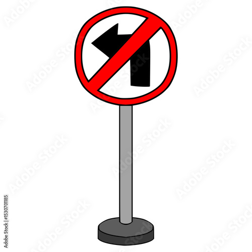 no left turn sign illustration hand drawn isolated vector