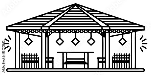black and white gazebo