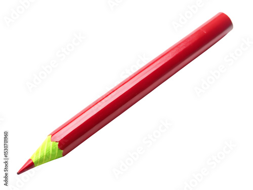 red pencil isolated on transparent background.